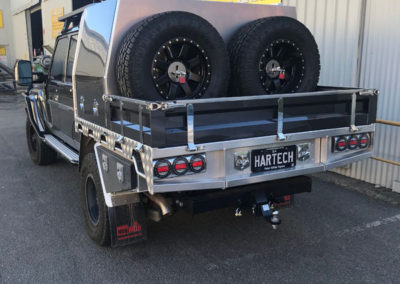 The new Hartech mobile abrasive blasting and powder coating vehicle. A view from the rear showing the specially built rear compartment which also acts as additional roof carrying space.