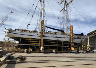 The restoration of the hull of the One and All Tall ship Is one of the abrasive blasting and painting jobs that Hartech is most proud of.